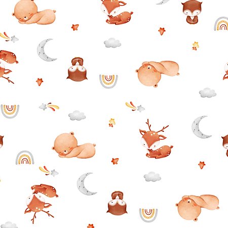 Tricoline Digital Animais Dormindo 02, 100%Alg 50cm x 1,50mt