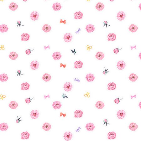 Tricoline Digital Laços e Flores, 100% Algodão 50cm x 1,50mt