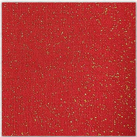 Tecido Tricoline Liso Vermelho com Dourado, 50cm x 1,50mt