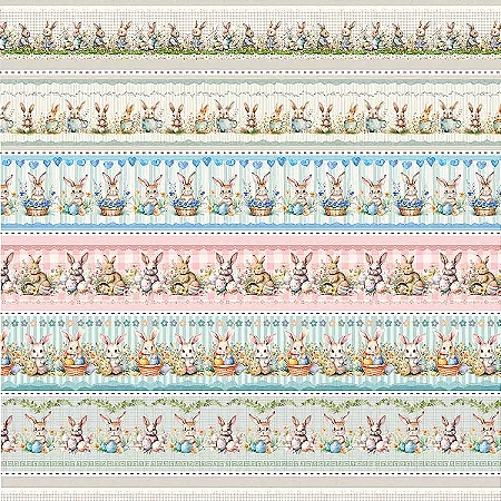 Tricoline Digital Barrado Páscoa 1 100%Algodão 50cm x 1,50mt