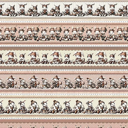 Tricoline Digital Barrado Páscoa 5 100%Algodão 50cm x 1,50mt