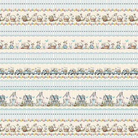 Tricoline Digital Barrado Páscoa 7 100%Algodão 50cm x 1,50mt