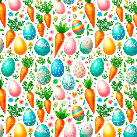 Tricoline Digital Páscoa FM01, 100% Algodão, 50cm x 1,50mt