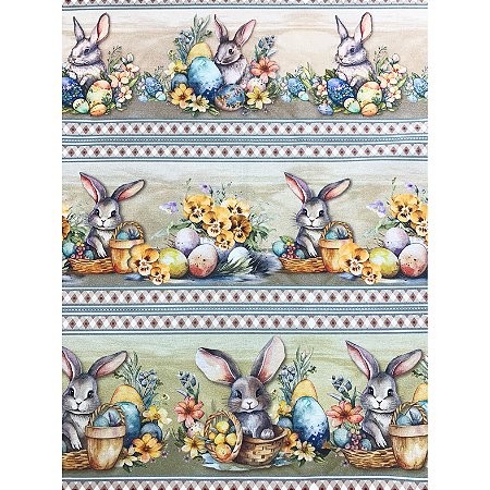 Tecido Tricoline Barrado Páscoa 04, 100%Algodão 50cm x 1,50m