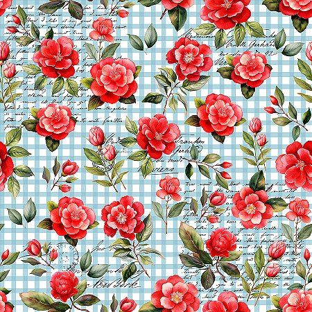 Tricoline Digital Floral Pétalas de Amor, 50cm x 1,50mt