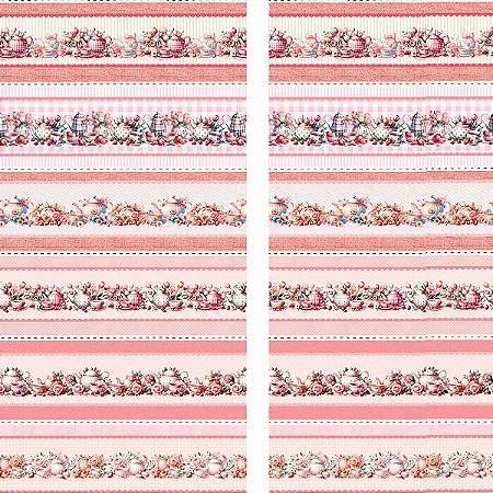 Tricoline Digital Barrado Pink Tea, 100% Alg., 50cm x 1,50mt