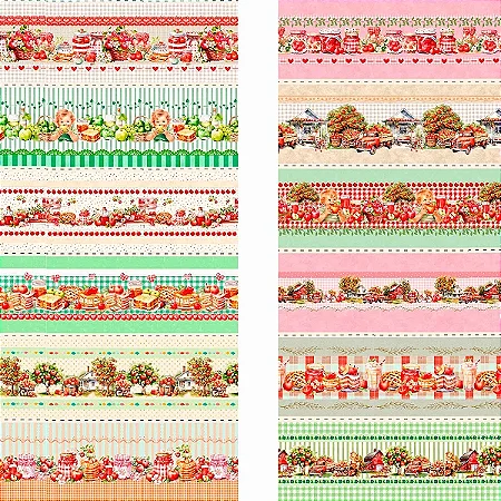 Tricoline Digital Barrado Maçãs, 100% Algodão, 50cm x 1,50mt