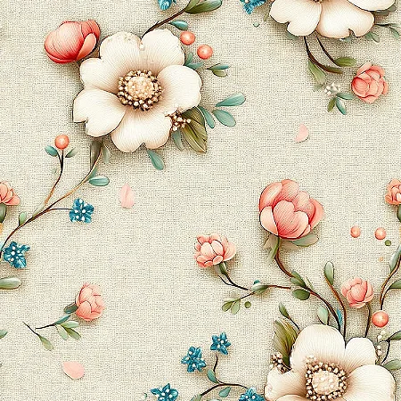 Tricoline Digital Delicatesse Flores 1, 100%Alg 50cm x 1,50m