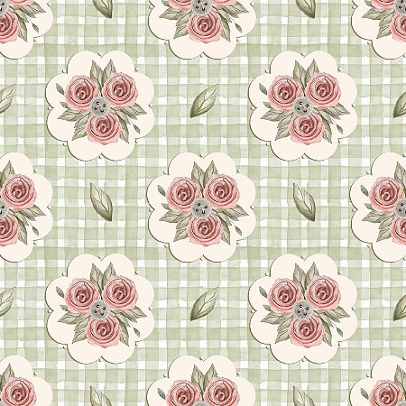 Tricoline Digital Camafeu com Fundo Verde, 50cm x 1,50mt
