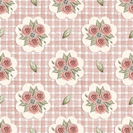 Tricoline Digital Camafeu com Fundo Salmão, 50cm x 1,50mt