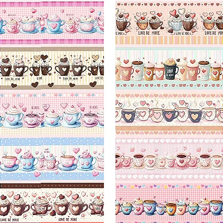 Tricoline Digital Barrado Mugs, 100% Algodão, 50cm x 1,50mt