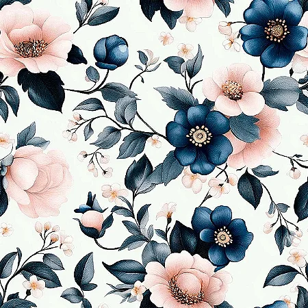 Tricoline Digital Marinus Flor Creme, 100%Alg, 50cm x 1,50mt