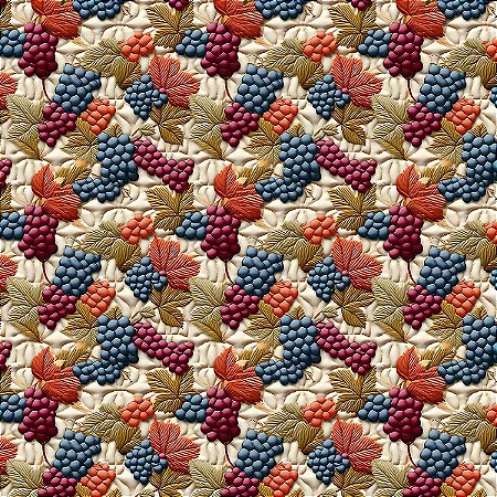 Tricoline Digital Frutas Patch Uvas, 100%Alg, 50cm x 1,50m