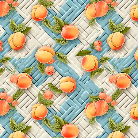 Tricoline Digital Frutas Patch Pêssegos 100%Alg 50cm x 1,50m