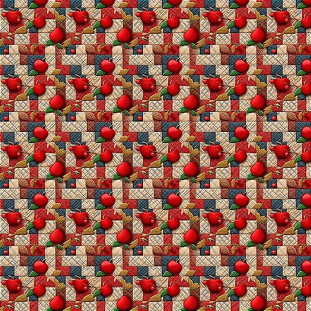 Tricoline Digital Frutas Patch Maçãs, 100%Alg, 50cm x 1,50m
