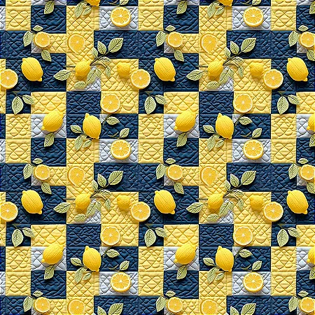 Tricoline Digital Frutas Patch Limões, 100%Alg, 50cm x 1,50m