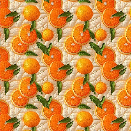 Tricoline Digital Frutas Patch Laranjas 100%Alg 50cm x 1,50m