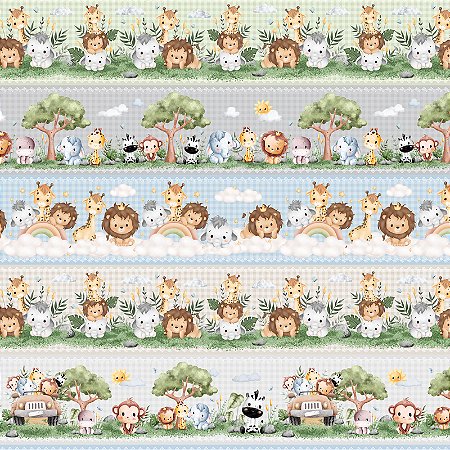 Tricoline Digital Barrado Safari, 100%Algodão, 50cm x 1,50mt