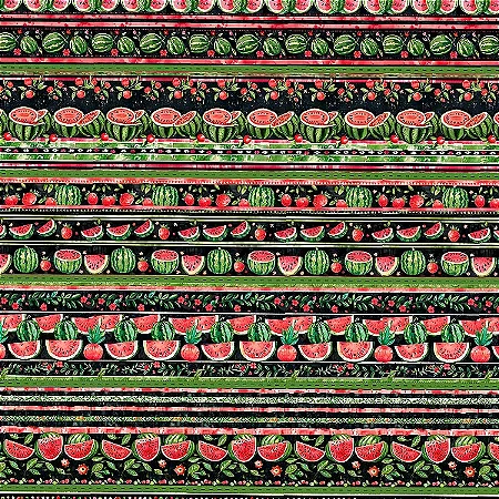 Tricoline Digital Barrado Melancias, 100%Alg, 50cm x 1,50mt