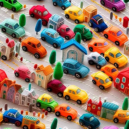 Tricoline Digital Traffic Jam, 100% Algodão, 50cm x 1,50mt