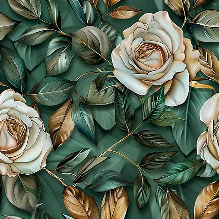 Tricoline Digital Flores Lush Verde, 100%Alg, 50cm x 1,50mt