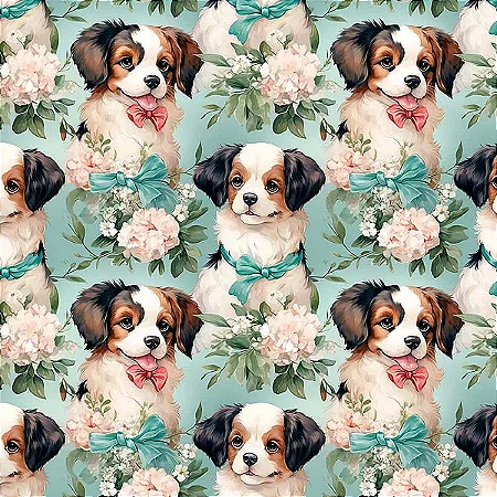 Tricoline Digital Cachorrinho 01, 100%Algodão, 50cm x 1,50mt