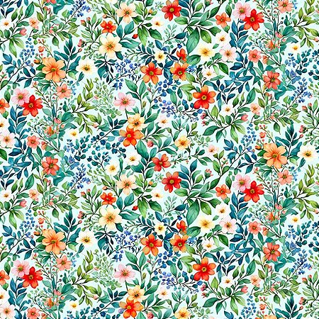 Tricoline Digital Floral Colorido 100%Algodão, 50cm x 1,50mt
