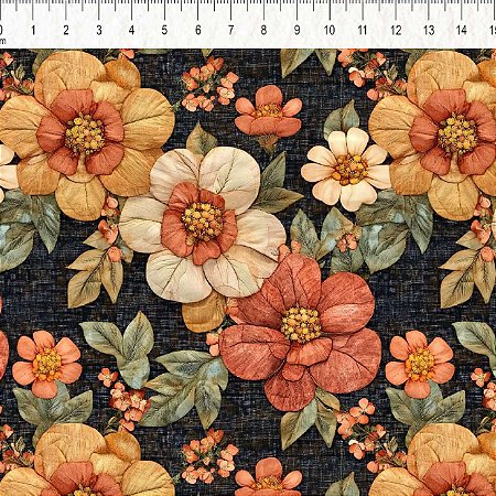 Tricoline Flove Flor Grande, 100% Algodão, 50cm x 1,50mt