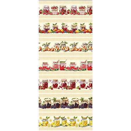 Tricoline Barrado Compotas, 100% Algodão, 50cm x 1,50mt