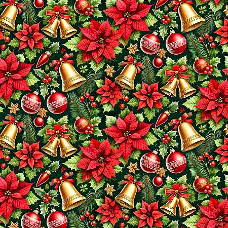 Tricoline Digital Natal Sinos Verde 100%Alg., 50cm x 1,50mt