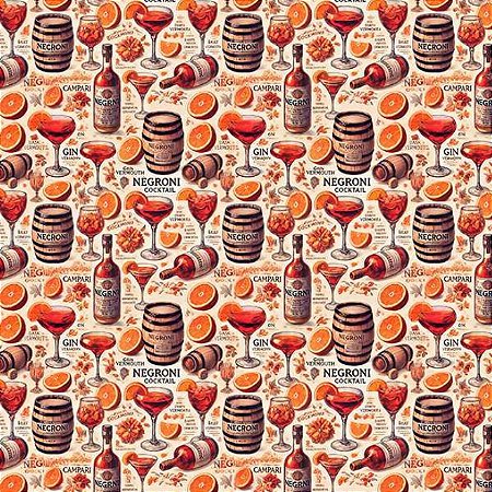 Tricoline Digital Drinks Negroni 100% Algodão, 50cm x 1,50mt