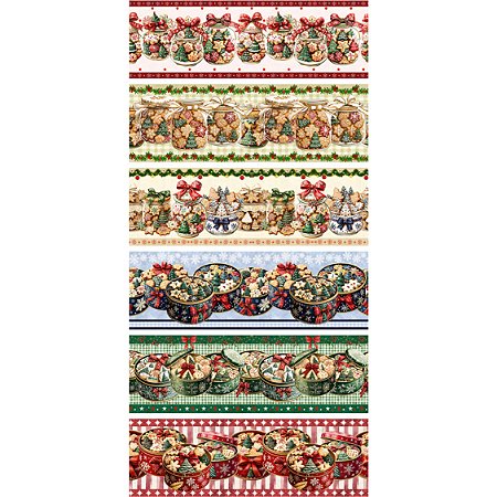 Tricoline Barrado Christmas Cookies 100%Algodão 50cm x 1,50m