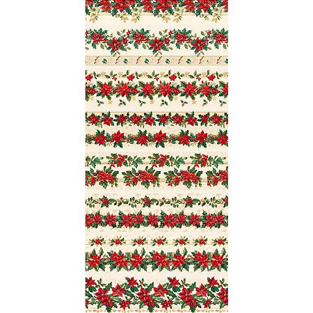 Tricoline Digital Barrado Natal Folk, 100%Alg. 50cm x 1,50mt