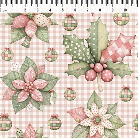 Tricoline Natal Azevinho Clarinho, 100%Algodão 50cm x 1,50mt