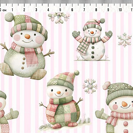 Tricoline Natal Boneco de Neve Clarinho 100%Alg 50cm x 1,50m