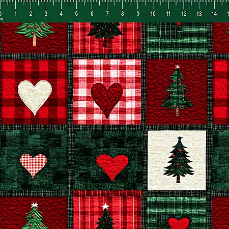 Tricoline Natal Hearts and Trees 03, 100%Alg., 50cm x 1,50mt