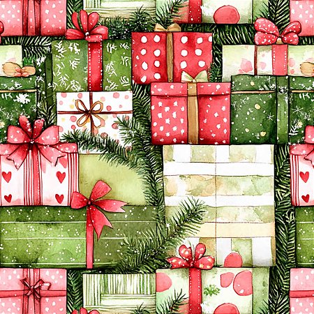 Tricoline Natal Greeny Gifts, 100% Algodão, 50cm x 1,50mt