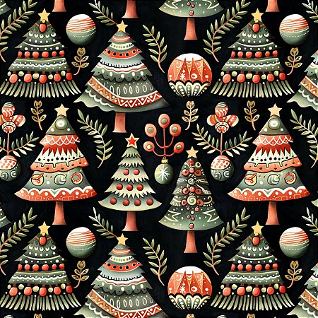 Tricoline Natal Christmas Trees, 100%Algodão, 50cm x 1,50mt