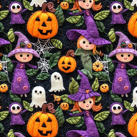 Tricoline Halloween Hall Bruxinhas 100%Algodão 50cm x 1,50mt