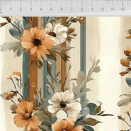 Tricoline Digital Sunset Flor em Listras, 50cm x 1,50mt