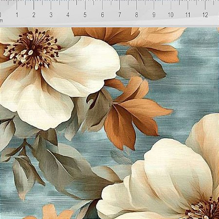 Tricoline Digital Sunset Flor G Gray, 100%Alg, 50cm x 1,50mt