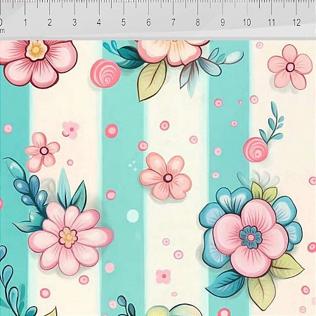 Tricoline Digital Patty Listra Acqua, 100%Alg, 50cm x 1,50mt