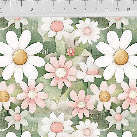 Tricoline Digital Valentina Daisy 100%Algodão, 50cm x 1,50mt