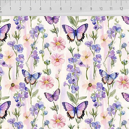 Tricoline Digital Lavender Bristol 100%Algodão 50cm x 1,50mt