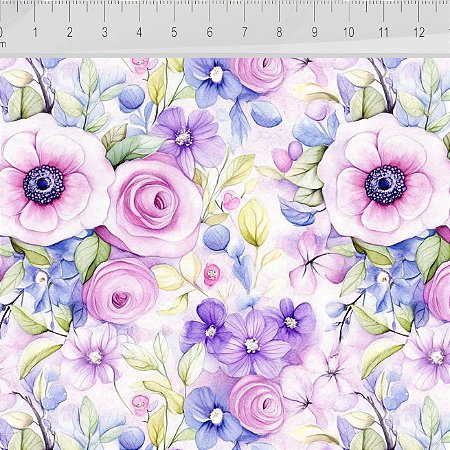 Tricoline Digital Lavender London 100%Algodão, 50cm x 1,50mt