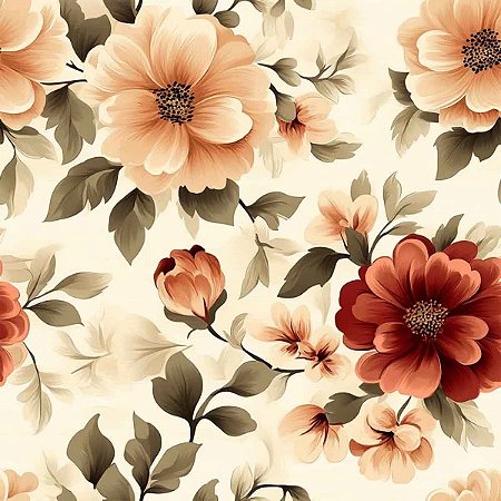 Tricoline Digital Francis Flor 100% Algodão, 50cm x 1,50mt