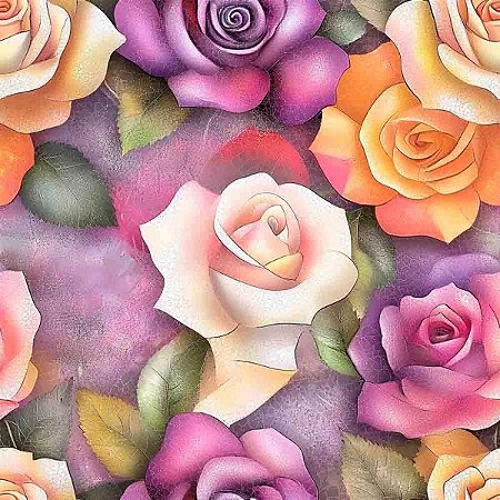 Tricoline Digital Magical Roses 100% Algodão, 50cm x 1,50mt