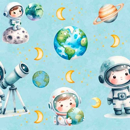 Tricoline Digital Astronautas e Planetas, 50cm x 1,50mt