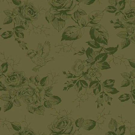 Tricoline Fleur Verde, 100% Algodão, 50cm x 1,50mt