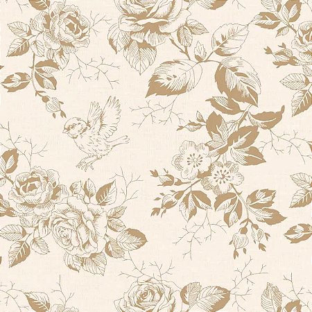 Tricoline Fleur Creme, 100% Algodão, 50cm x 1,50mt